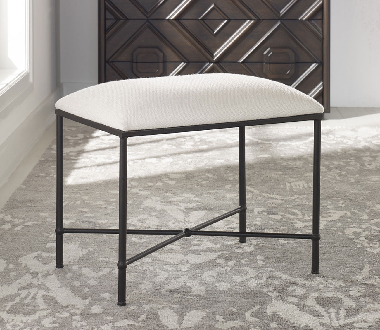 Avenham Small Black Framed Bench by Uttermost