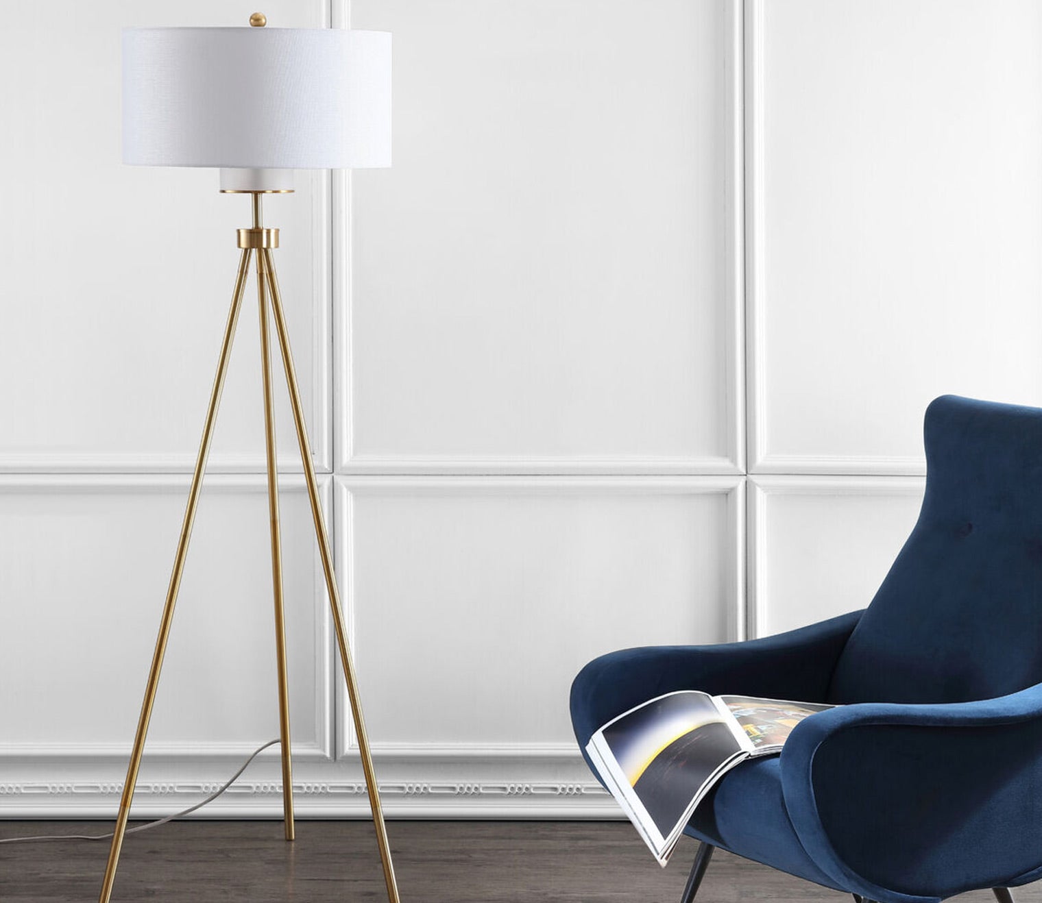 Enrica Tripod Gold Floor Lamp by Safavieh