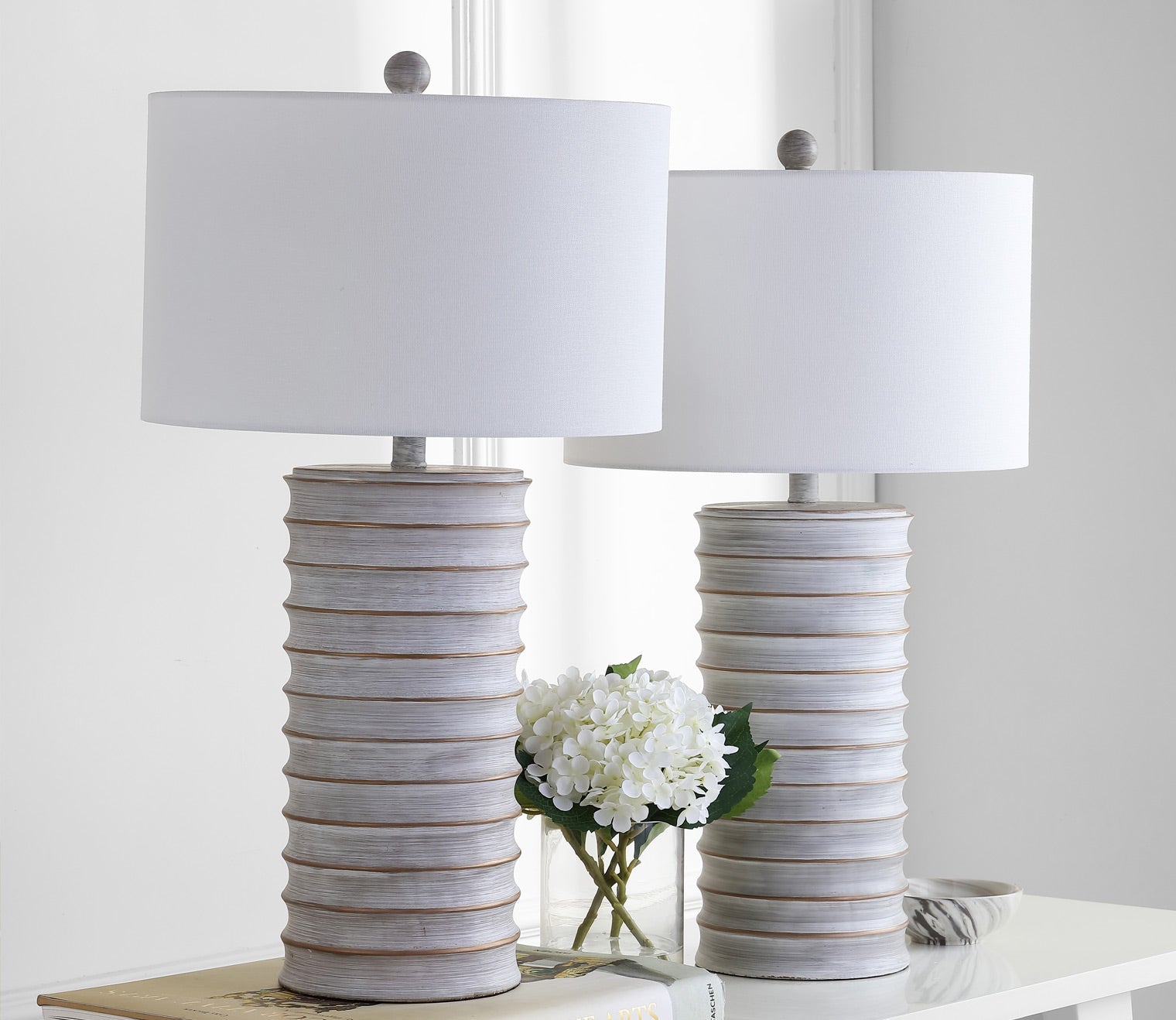 Melina White Table Lamp Set of 2 by Safavieh