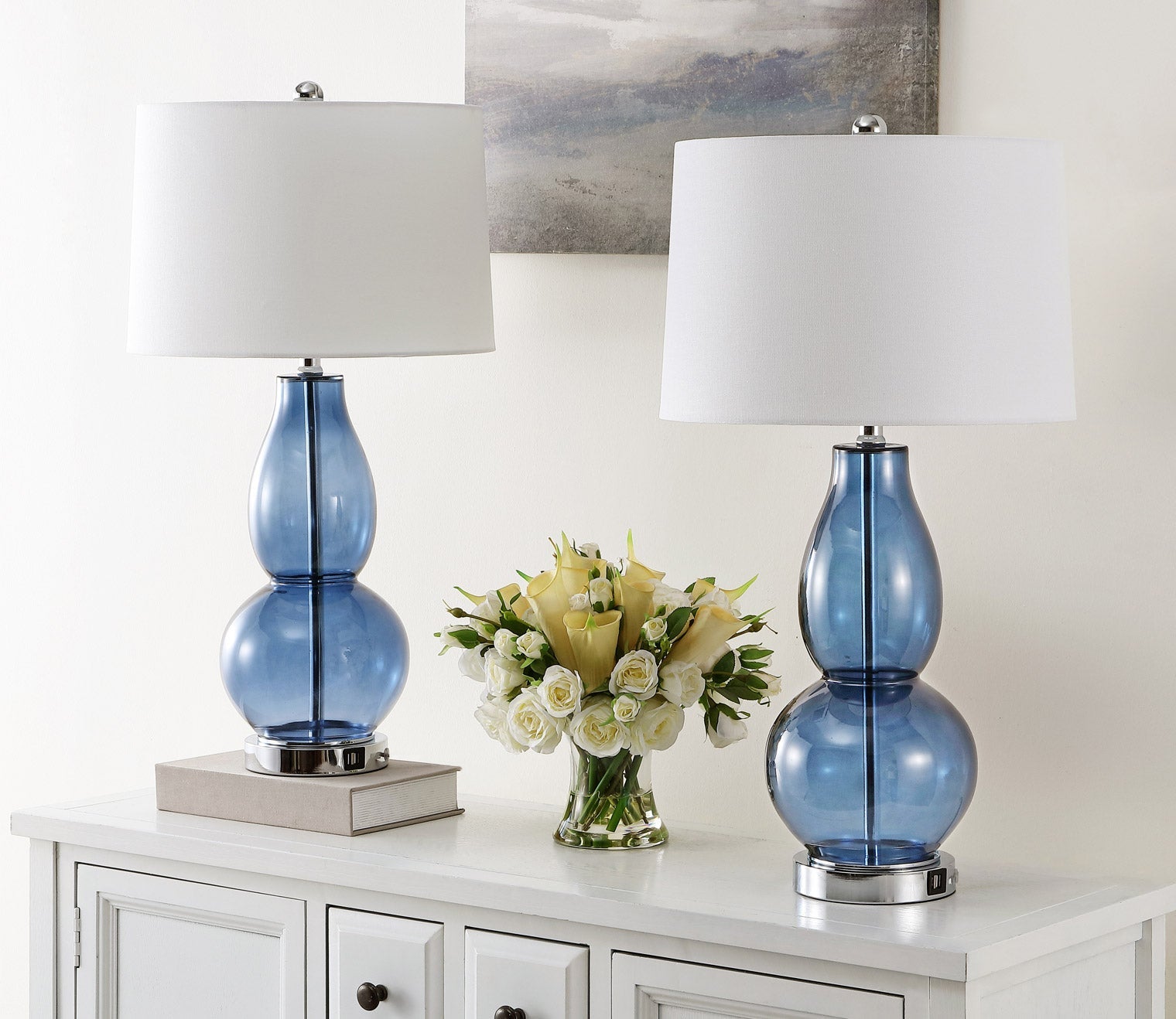 Mercurio Blue Gourd Table Lamp Set of 2 by Safavieh