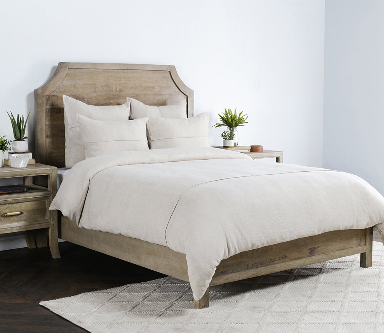 Beaumont Cloud Linen Pillow Sham by Villa by Classic Home in bedroom scene
