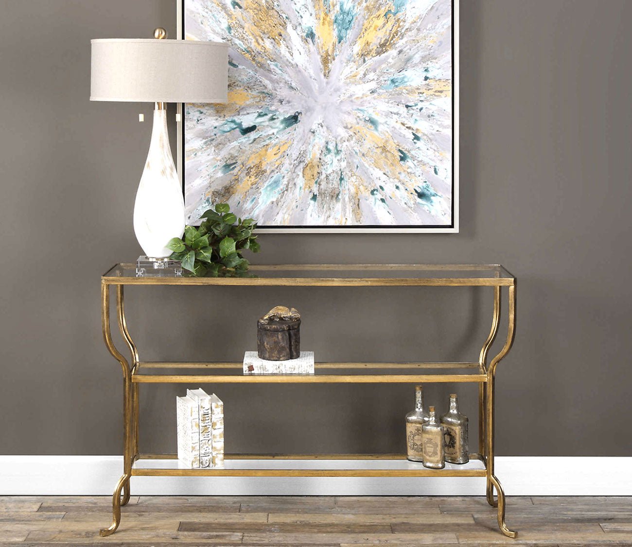 Deline Gold Console Table by Uttermost
