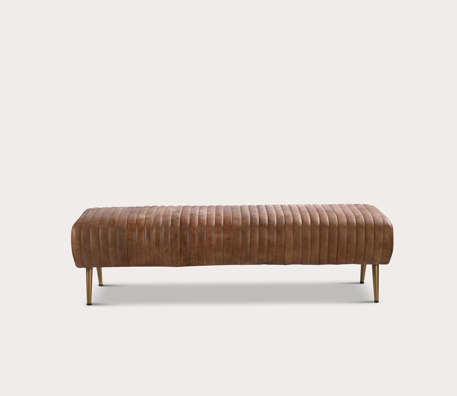 Endora Tufted Brown Genuine Leather Bench by Moe's Furniture