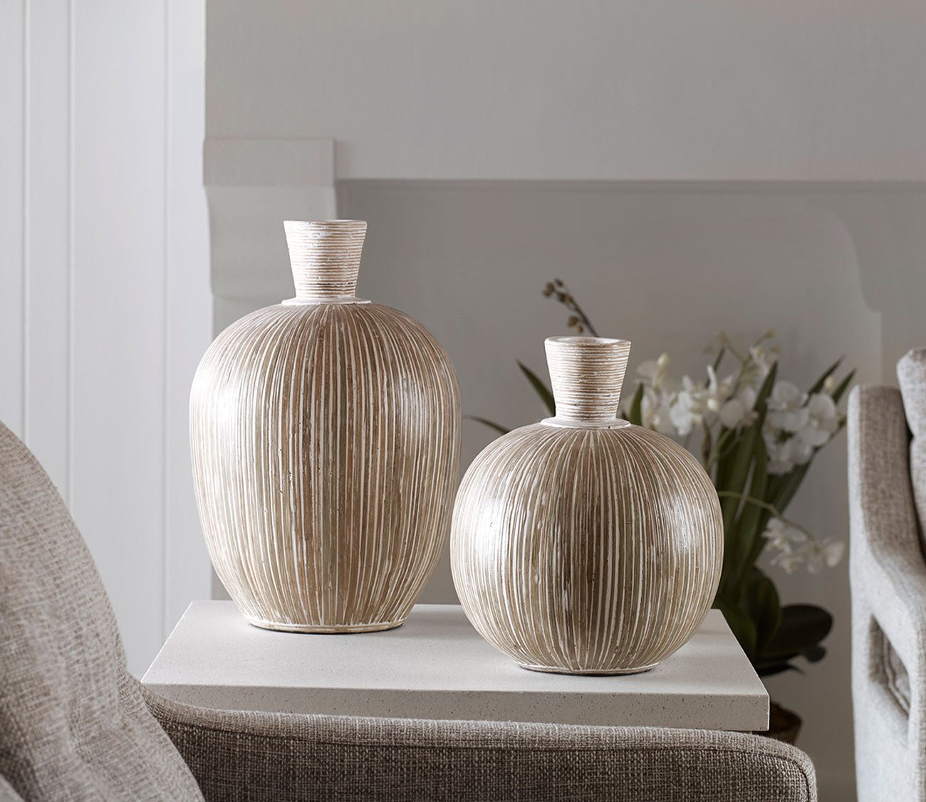 Islander White Washed Vases Set of 2 by Uttermost