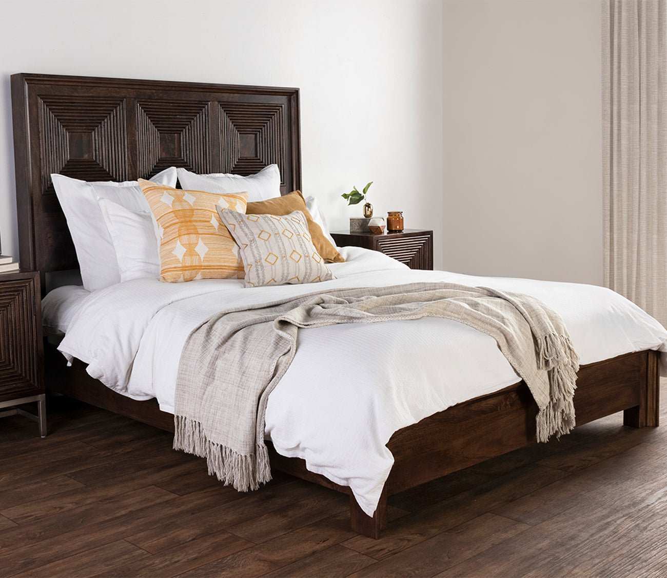 Karina Duvet Cover by Classic Home in bedroom with throw blanket