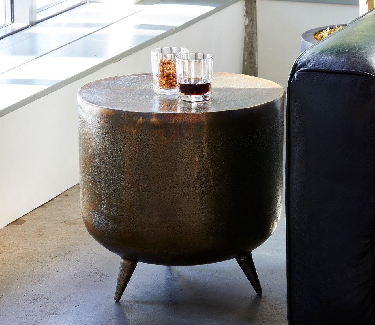 Kettel Brass Drum Accent Table by Moe's Furniture