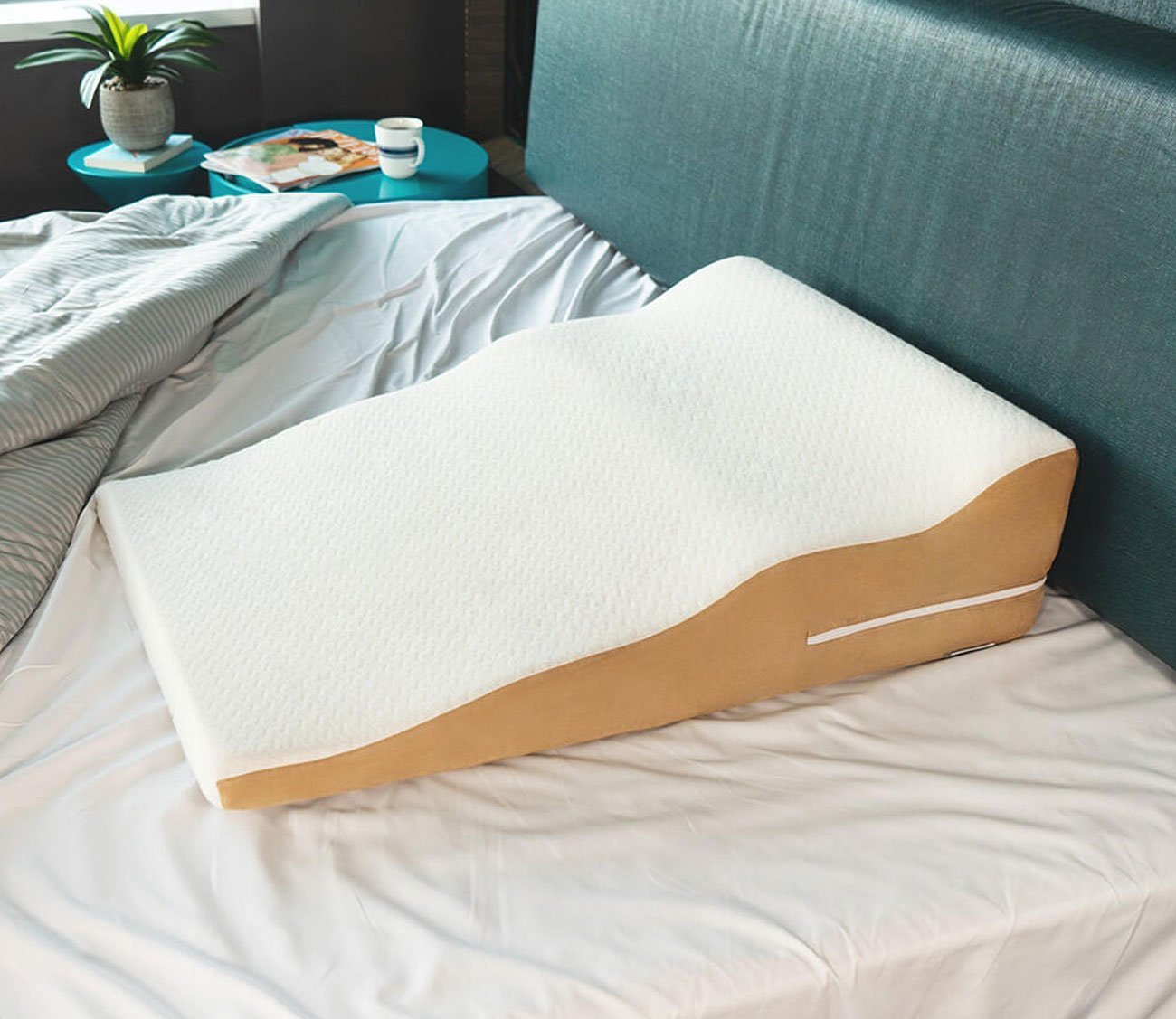 Wavy Contoured Bed Wedge Acid Reflux Memory Foam Pillow by Avana