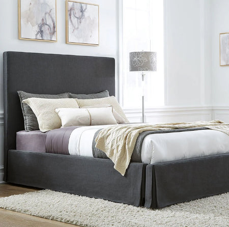 Modus Furniture Cheviot Upholstered Skirted Storage Panel Bed