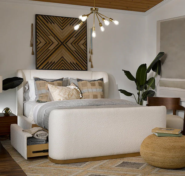 Hugo White Boucle Storage Bed