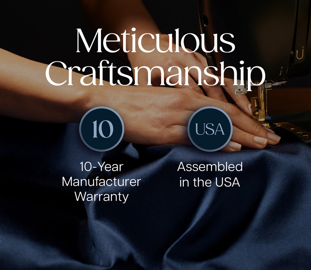 Infographic on 10 -year warranty and USA assembly