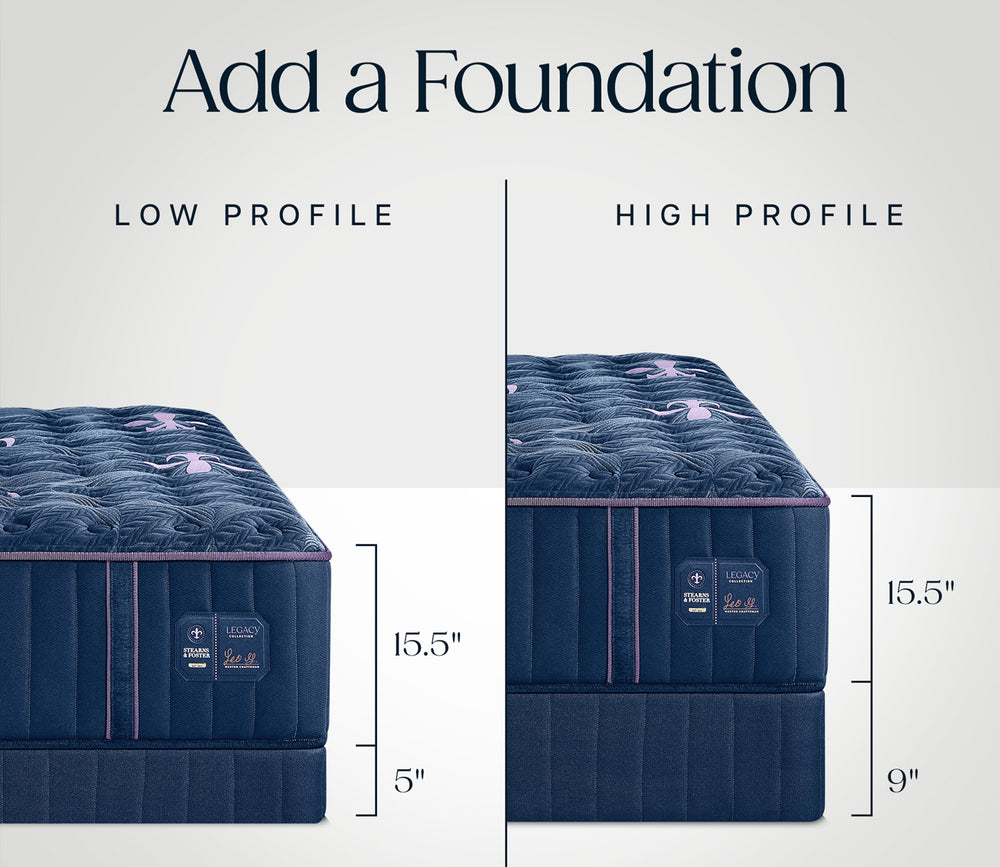 Compatible low- and high-profile foundations for Stearns & Foster Legacy Medium II Mattress
