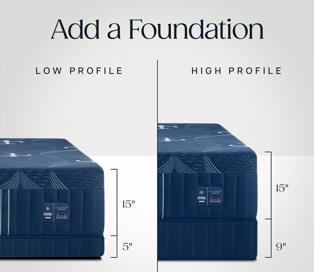 Compatible low- and high-profile foundations Stearns & Foster Lux Estate Firm Hybrid II Mattress