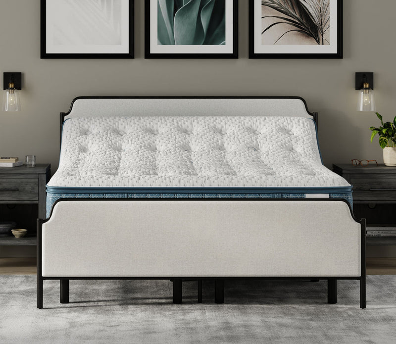 CM Home Alyssa Upholstered Metal Bed - Image 2