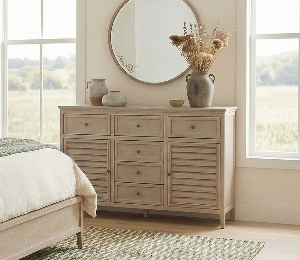 CM Home Carson Dresser in driftwood in bedroom setting