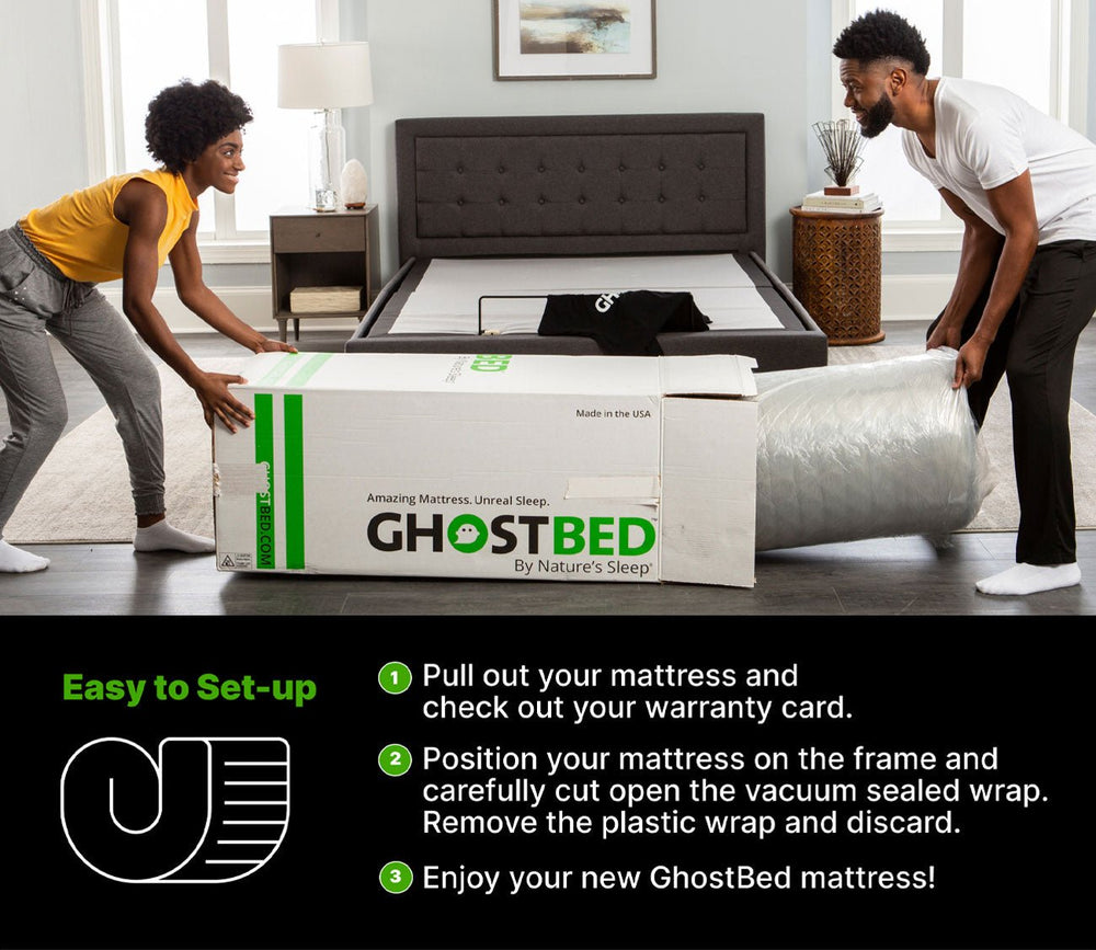GhostBed Premium Foam Mattress in a box.  Easy set up.