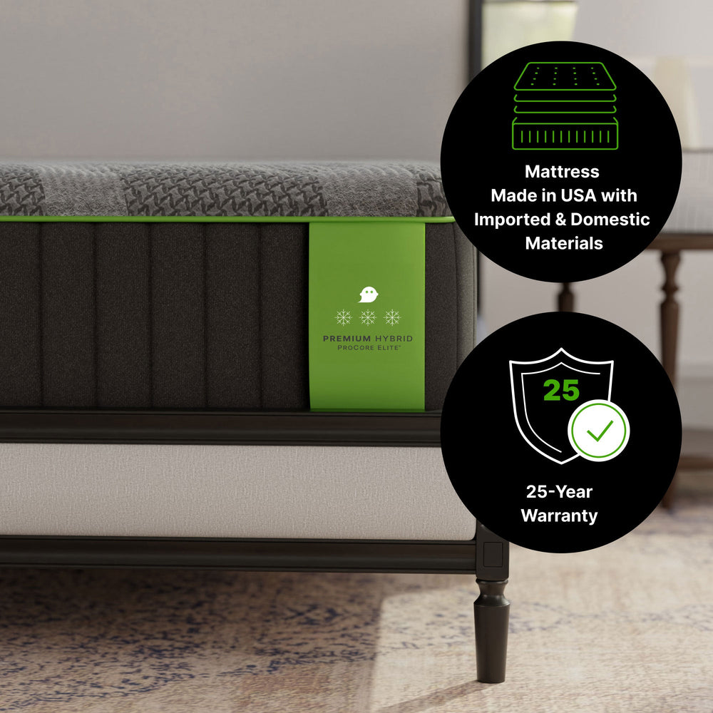 GhostBed Premium Hybrid Mattress warranty and country of origin labels