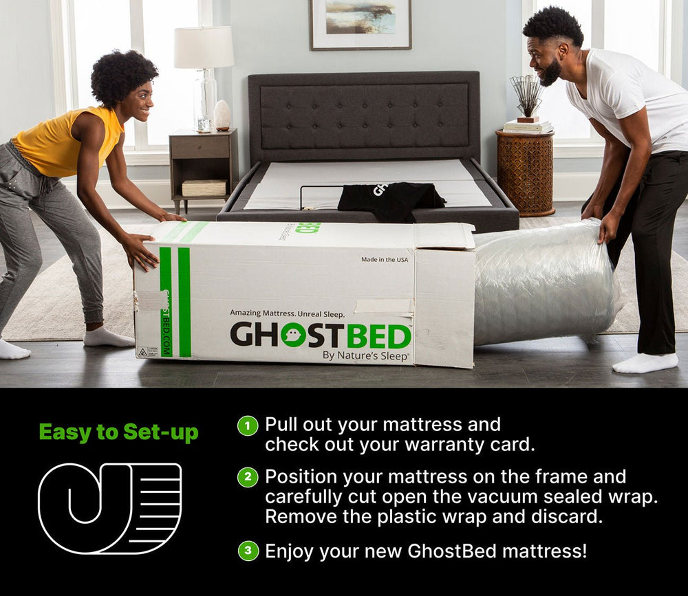 GhostBed Premium Hybrid Mattress in a box, easy set up.
