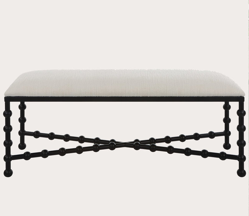 Iron Drops White Cushioned Bench - Image 3