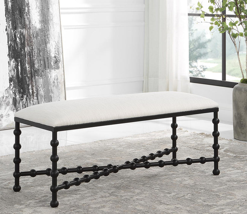 Iron Drops White Cushioned Bench - Image 2