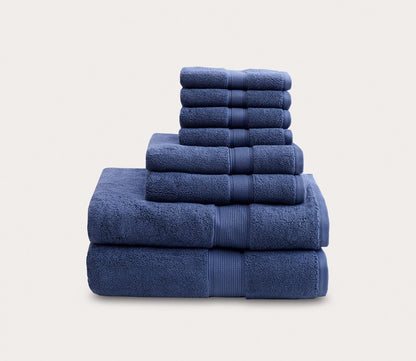 Mosobam 700 GSM Luxury 8pc Large Oversized Bathroom Set, Navy Blue, 2 Bath  Towels 30X58 2 Hand Towels 16X30 4 Face Washcloths (Wash Cloth) 13X13