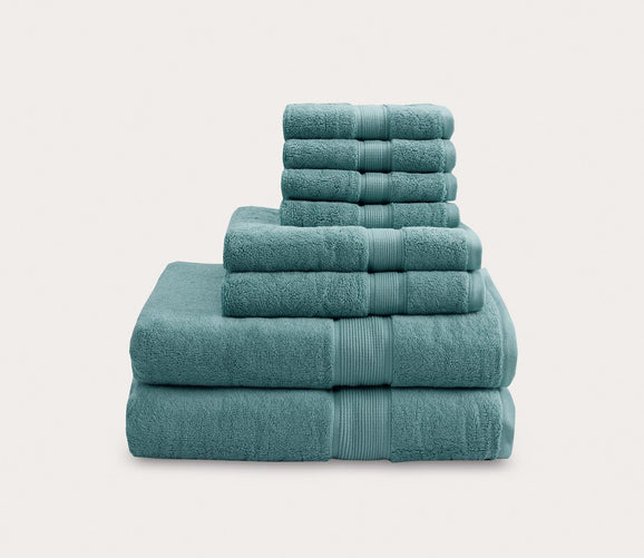 CHINO Turquoise Bath Towels Set of 8, 2 Oversized Towels/2 Hand Towels/4  Washcloths,600 GSM Bathroom Towel Large, Quick Dry Towel Soft Absorbent