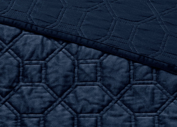 Harper Geometric Quilted Faux Velvet 3-Piece Coverlet Set by Madison Park