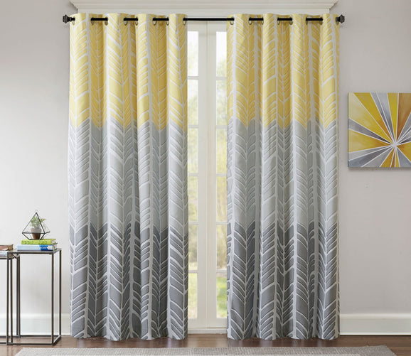 Adel Chevron Printed Blackout Grommet Top Curtain Panel by Intelligent Design