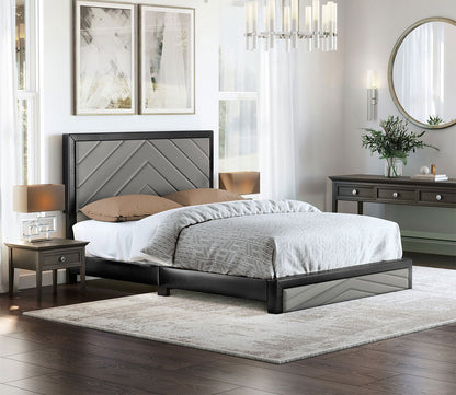 Angelica Chevron Tufted Faux Leather Platform Bed by Arkotec