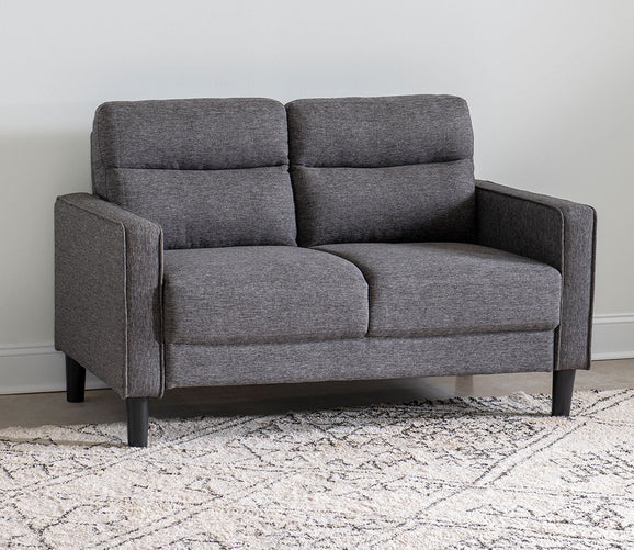 Asher Channeled Tufted Grey Fabric Loveseat by Legacy Classic