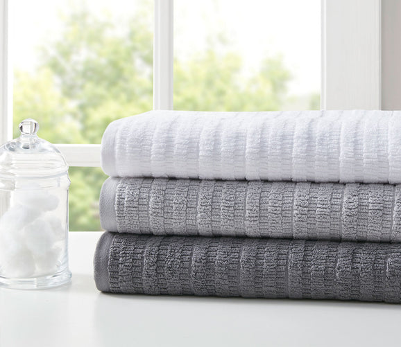 510 Design - Big Bundle 100% Cotton Quick Dry 12 Piece Bath Towel Set - Silver