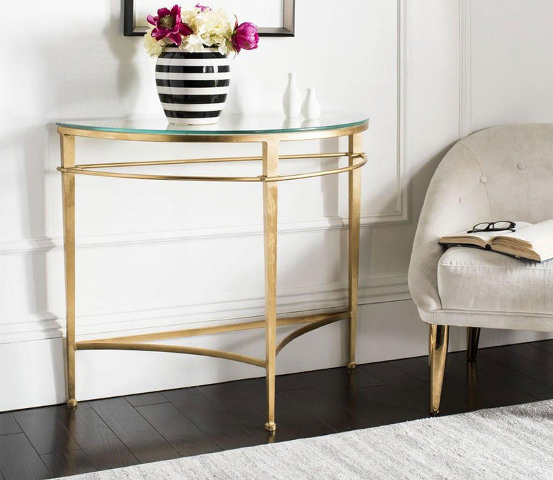 Safavieh Baur Glass Top Metal Console Table - Image 1