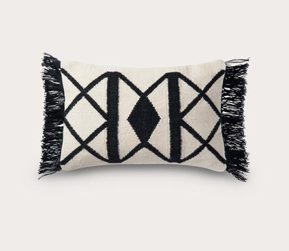 Black Ivory Woven Lumbar Throw Pillow by Loloi