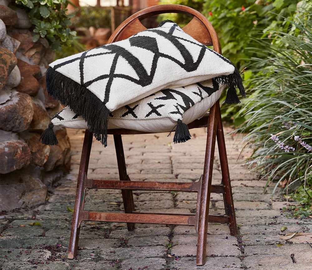 Black Ivory Woven Lumbar Throw Pillow by Loloi