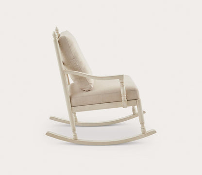 Braxton Cream Upholstered Wood Rocking Chair by Martha Stewart
