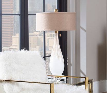 Cardoni White Glass Table Lamp by Uttermost