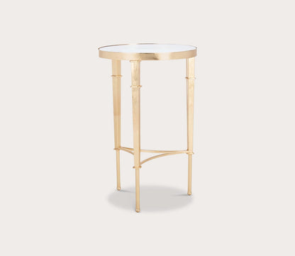 Carly Round Gold Leaf Metal Accent Table by Safavieh