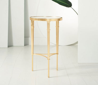 Carly Round Gold Leaf Metal Accent Table by Safavieh