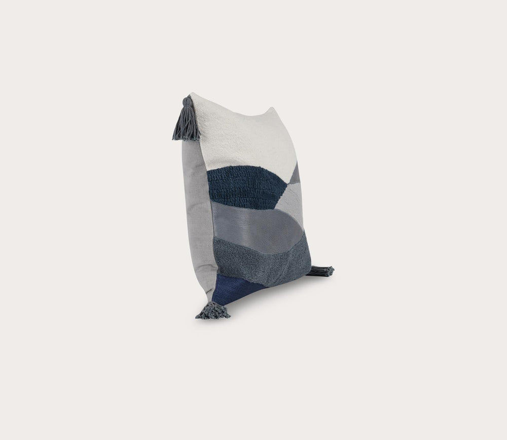 Carve Sea Fog Blue Ivory Throw Pillow by Villa by Classic Home