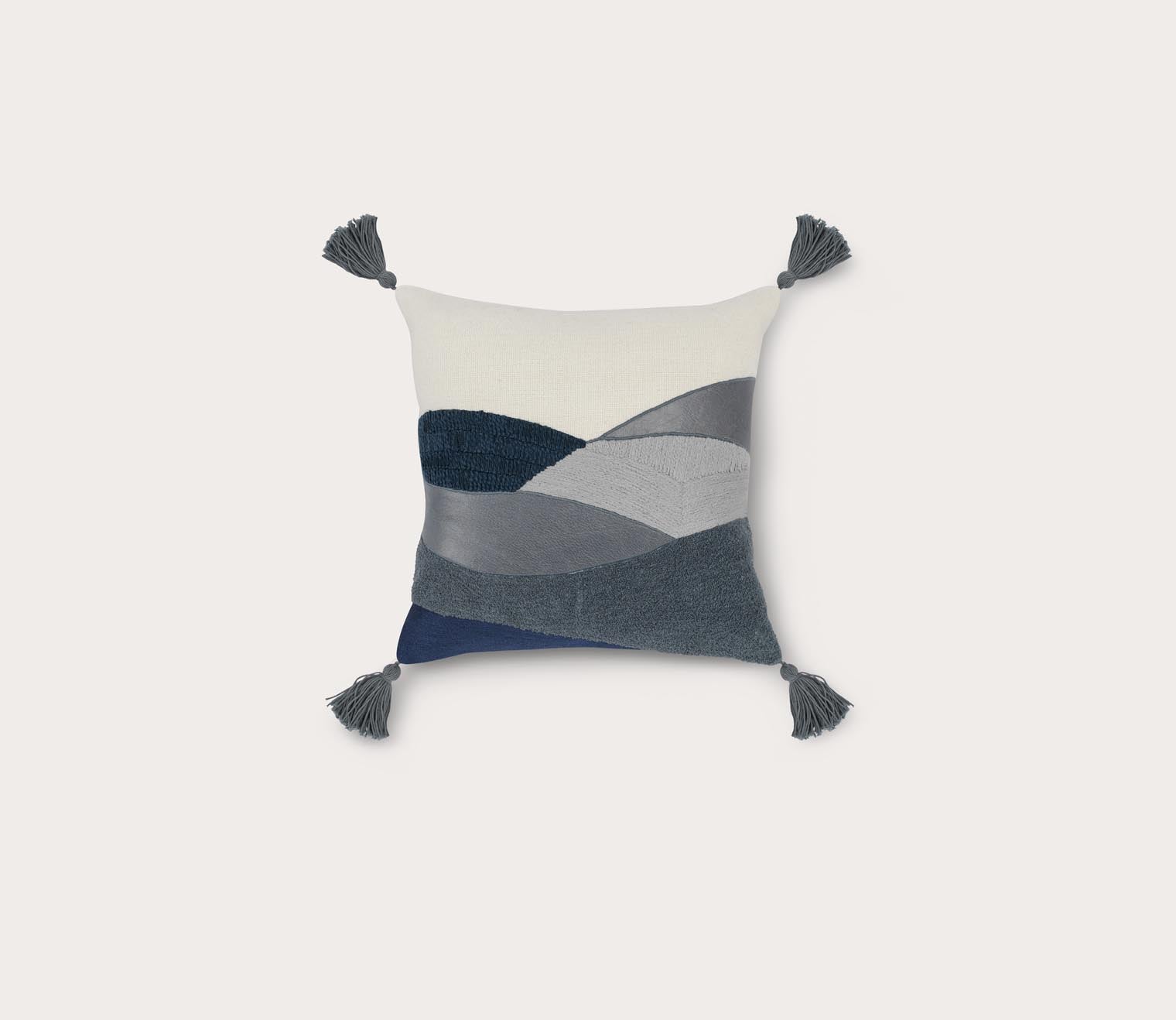 Carve Sea Fog Blue Ivory Throw Pillow by Villa by Classic Home