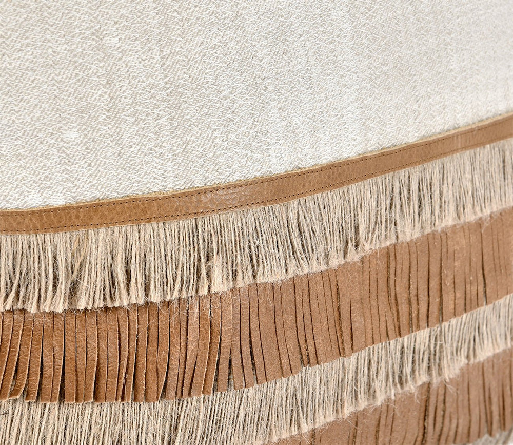 Casa Leather Chestnut Natural Throw Pillow by Villa by Classic Home