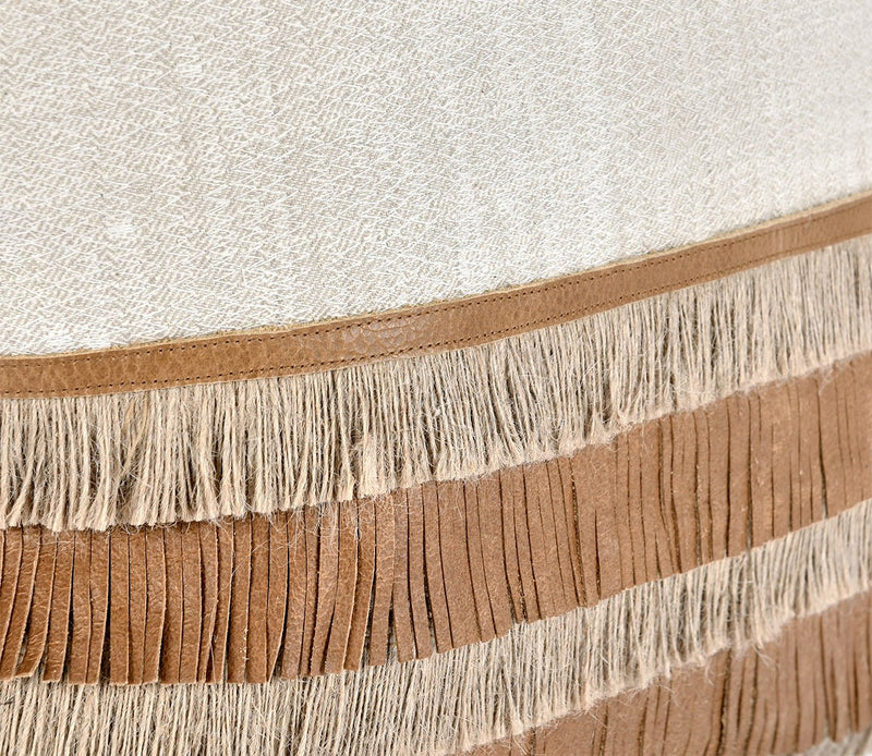 Villa by Classic Home Casa Leather Chestnut Natural Throw Pillow - Image 3