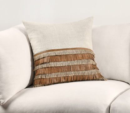 Casa Leather Chestnut Natural Throw Pillow by Villa by Classic Home
