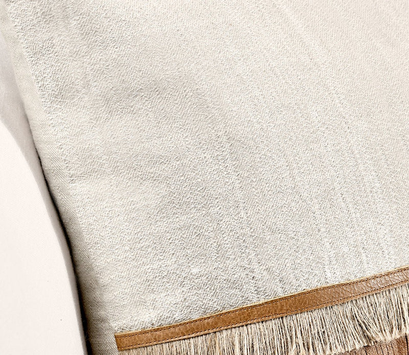 Villa by Classic Home Casa Leather Chestnut Natural Throw Pillow - Image 2