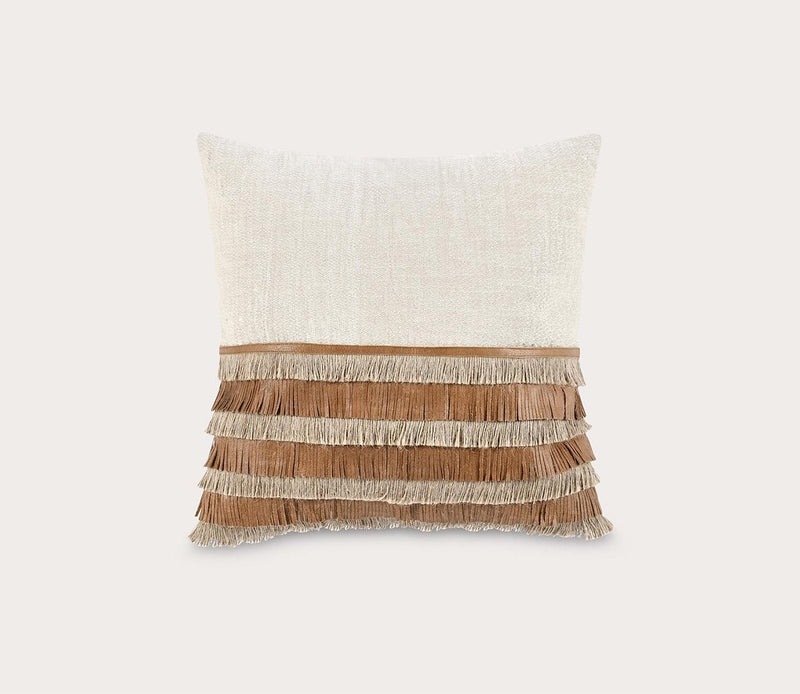 Villa by Classic Home Casa Leather Chestnut Natural Throw Pillow - Image 4