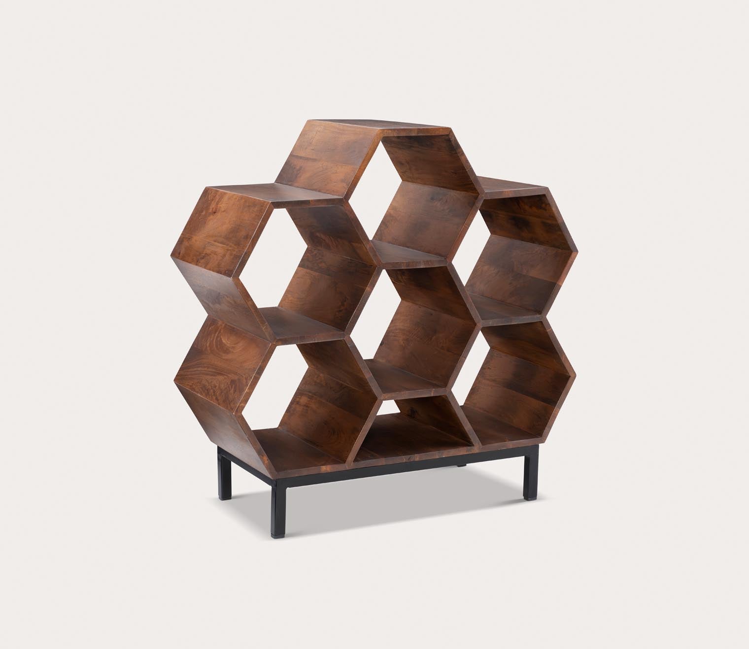 Coram Brown Wood Geometric Bookshelf by Powell