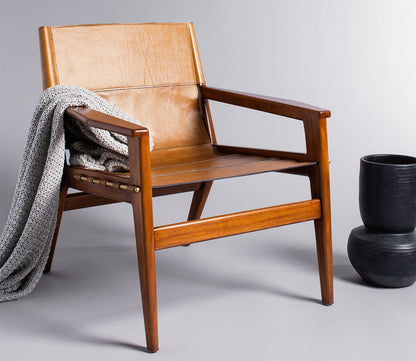 Culkin Leather Sling Chair by Safavieh