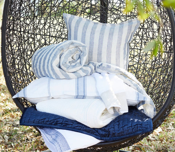 Cyprus Ivory Blue Throw Blanket by Villa by Classic Home