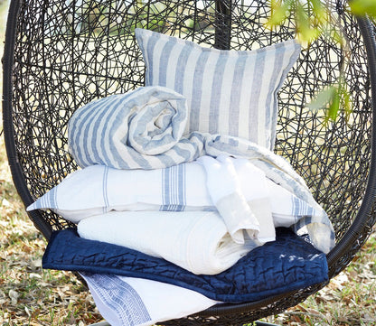 Cyprus Ivory Blue Throw Pillow by Villa by Classic Home