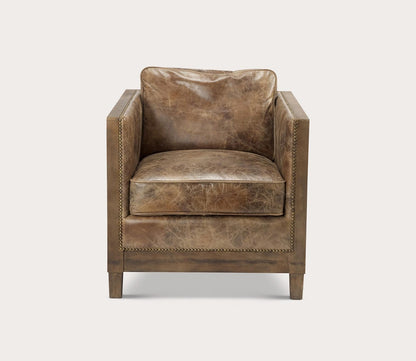 Darlington Grazed Brown Genuine Leather Club Chair by Moe's Furniture
