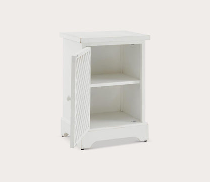 Delaney White Lattice Cutout 1-Door Cabinet by Powell